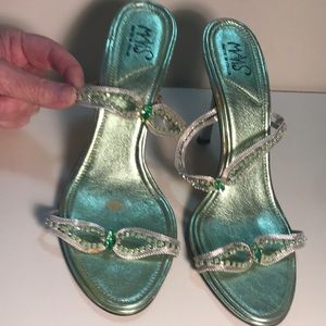 NWOT Mayis Beautiful Bejeweled Green Dress Sandal